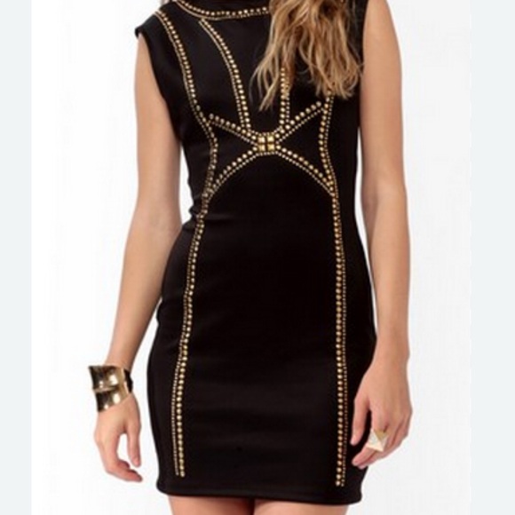 Forever 21 Dresses & Skirts - Forever 21 Black Dress with Gold Accents